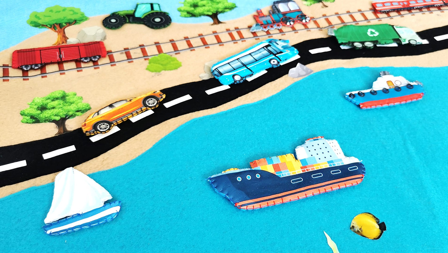 Modes of Transport Felt Play mat
